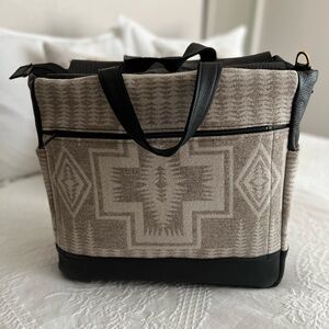 Black and Tan Pendleton Tote/ Backpack with Leather Handles
